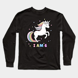 Magical Unicorn 6th Birthday T-Shirt – Celebrate Turning Six with Style! Long Sleeve T-Shirt